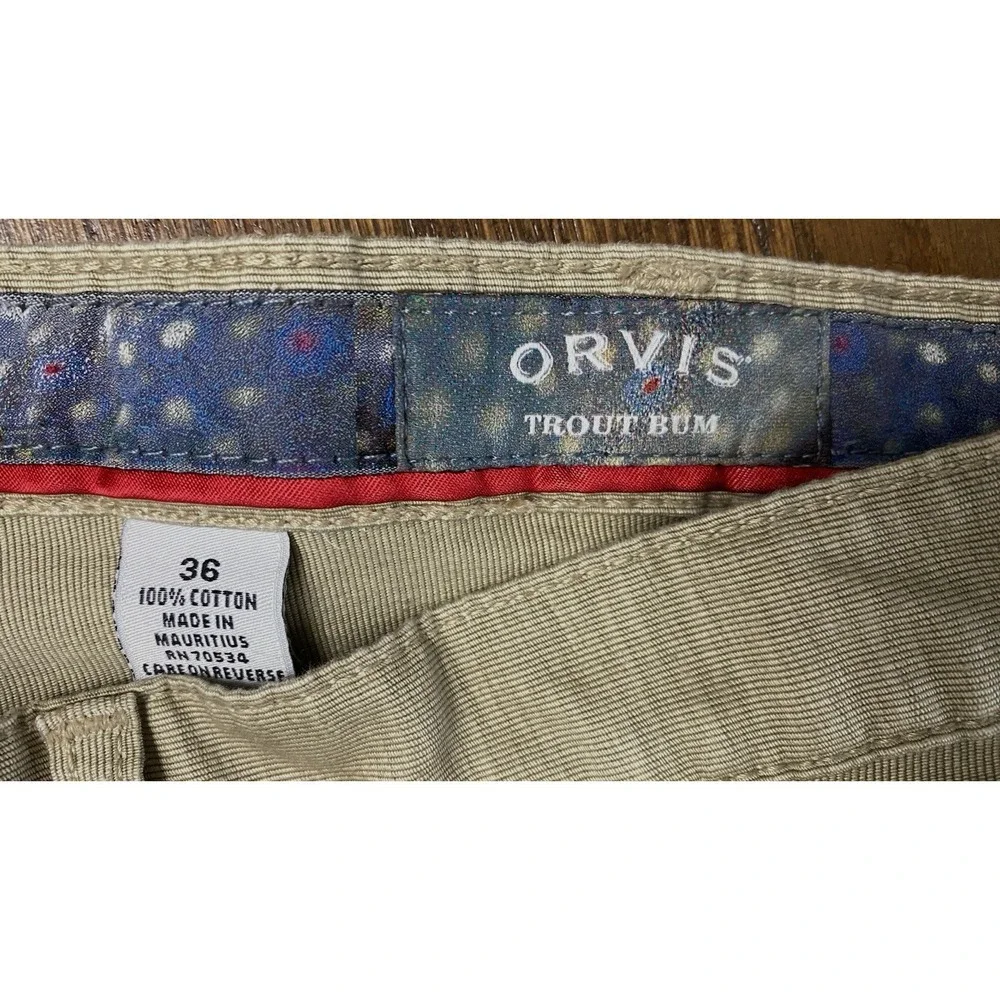 Orvis Trout Bum Mens Pants 36X30 Tan Twill Outdoor Hiking Fishing Camping Travel